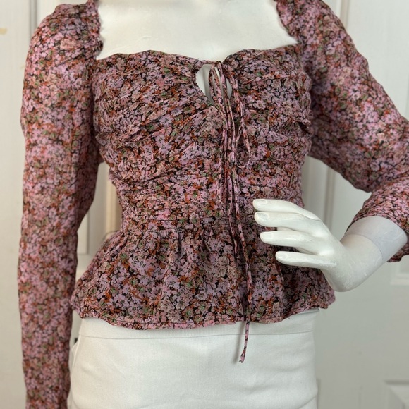 Astr Pink Puff Sleeve Smocked Blouse. C7 - Picture 9 of 17